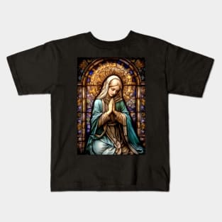 Stained Glass Blessed Virgin Mary Kids T-Shirt